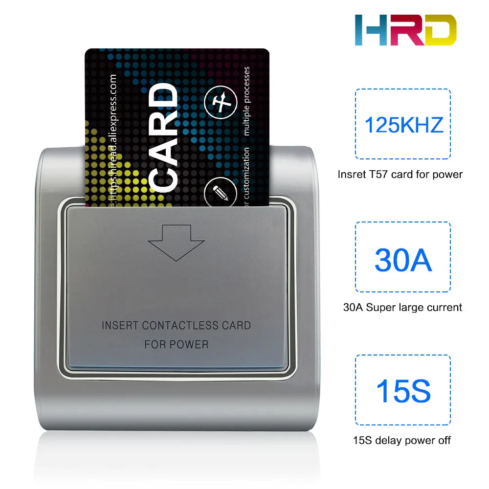Серебряная рамка t57 125khz keycard для установки питания в отеле мотель настенный