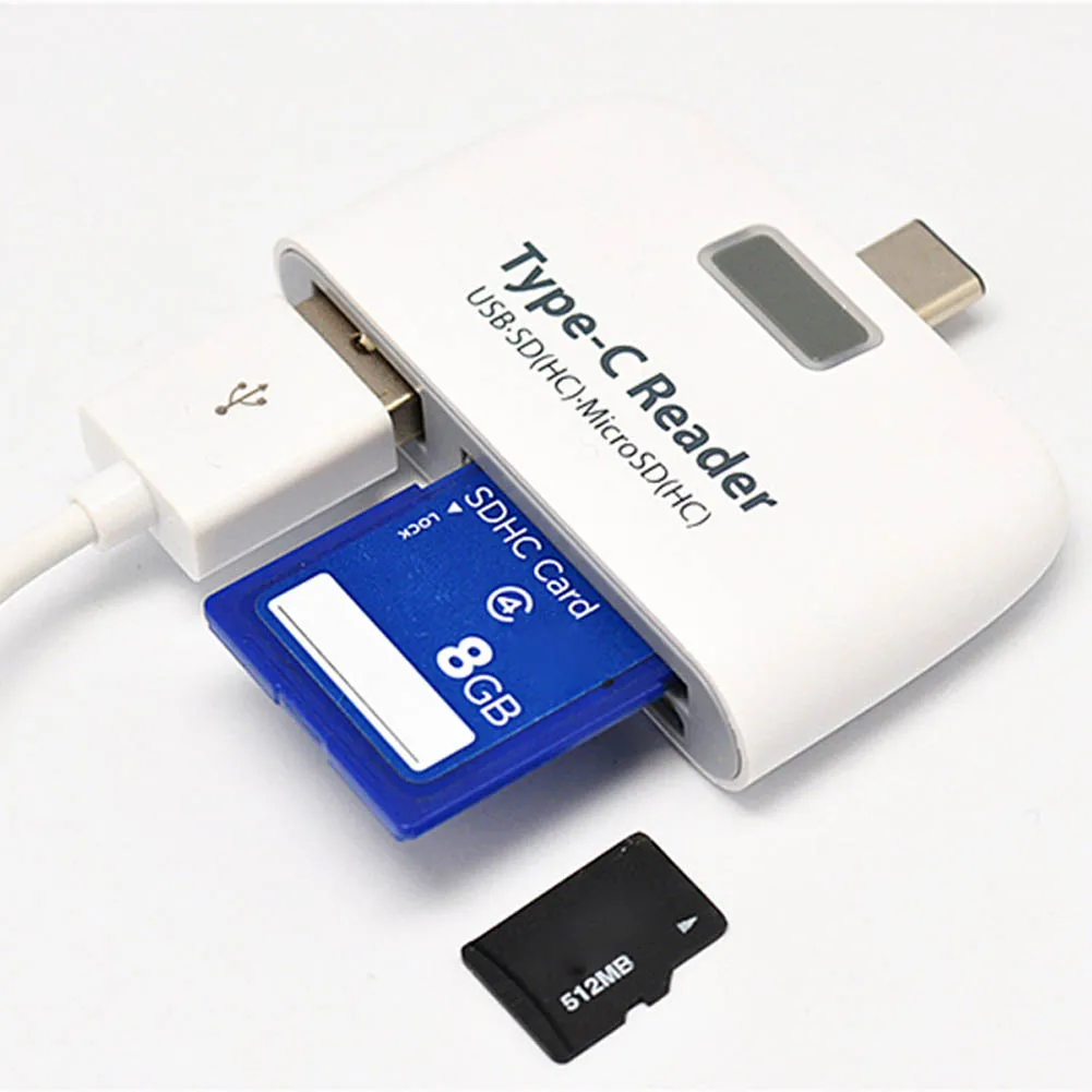 4 в 1 Тип usb-C картридер OTG TF карты Micro SD адаптер зарядки для Macbook телефона Tablet QJY99