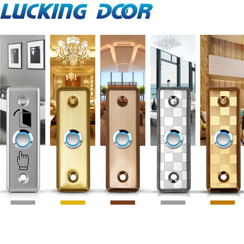 

LED Light Stainless Steel Exit Button Push Switch Door Sensor Opener Release for Access Control