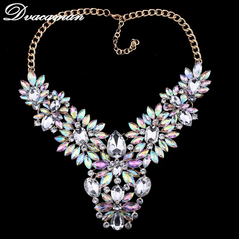 

Dvacaman New Luxury Multicolor Crystal Collar Statement Necklace Women Jewelry Maxi Necklaces & Pendants Fashion Accessory 7144