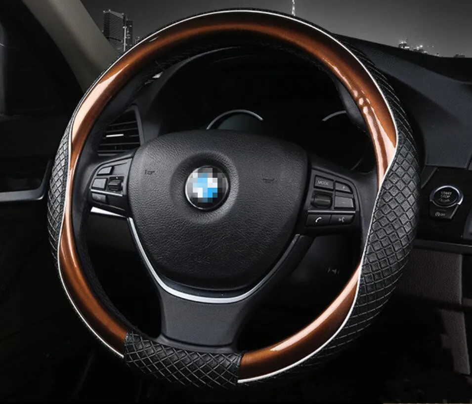 

PU Leather Splice Universal 38CM Car Steering-wheel Cover Sport Auto Steering Wheel Covers Anti-Slip Automotive Accessories