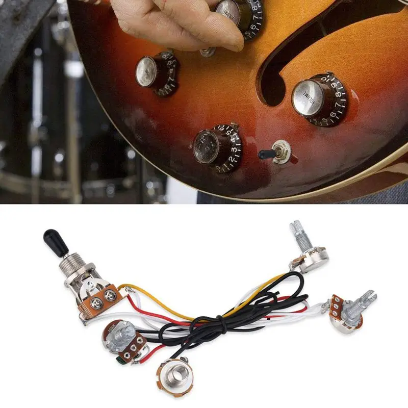 

Electric Guitar Wiring Harness Kit 3 Way Toggle Switch 2 Volume 1 Tone 500K