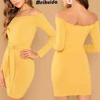 

Summer Dress Women Casual Beach Short Dress Off Shoulder Sharpen With Bow Mini Dress Sexy Party Clothes Vestidos S -xxl