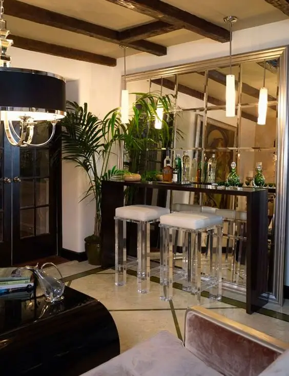 Customized Luxury Beveled Glass Mirror for Mini bar wallbeveled glass