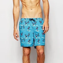WD876 trend flamingo print beach board shorts men summer vacation swimwear men swim trunk boxer shorts man swimsuit sunga