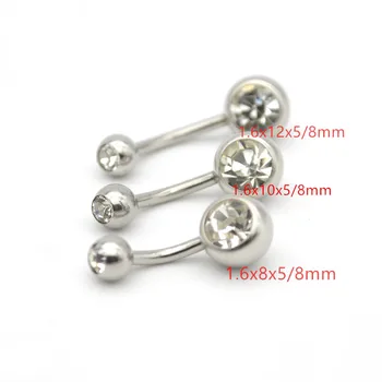 

HENGKE Double Clear CZ Gem Belly button rings Navel Bar Fashion Body Piercing Jewelry 14G 316L Surgical Steel Crystal Women