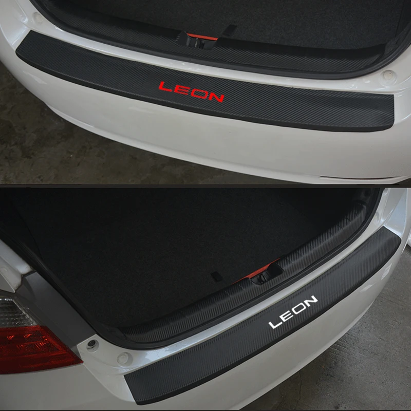 For Seat Leon PU leather Carbon fiber Styling After guard Rear Bumper