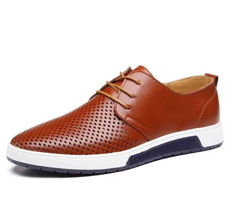 

szsgcn Men's Shoes Genuine Leather Holes Design Breathable Shoes Spring Autumn Business Men Sapatos Masculinos 36 - 48