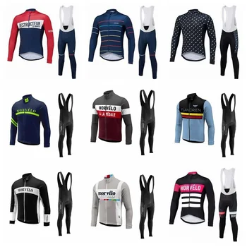 

2019 men Cycling long Sleeves jersey bib pants sets 2019 Bike Clothing Men Quick Dry MTB Bicycle ciclismo hombre 22201F