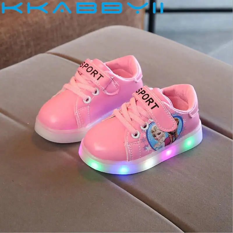 

Kids Girls Shoes Spring Autumn Children's Light Sneakers Chaussure Enfant Fashion Baby Shoe With LED Light Toddler