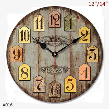 

Antique Wooden Accents Brown 12, 14 inches Circle Single-sided Needle Quiet Quartz MDF Wall Clock With Arabic Numerals Printed