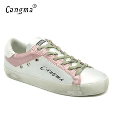 CANGMA/оригинальная женская обувь; брендовая Серебряная Винтажная обувь для отдыха; брендовые кроссовки из натуральной кожи; дышащая обувь для девочек