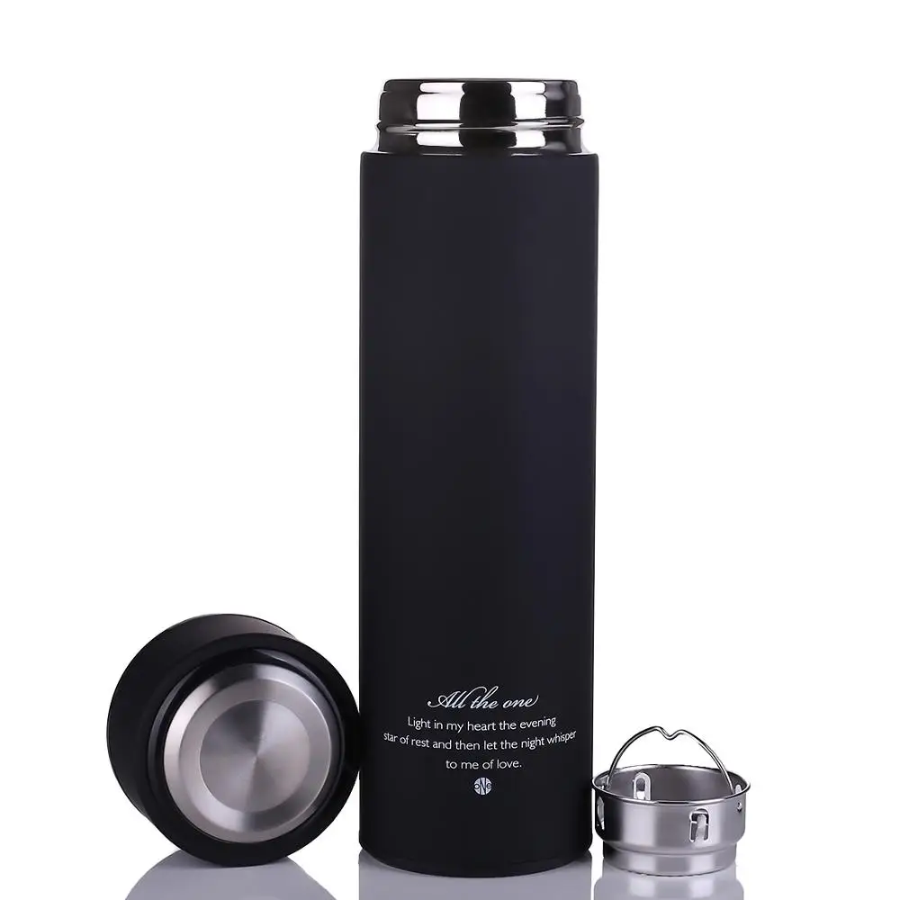 

450ml Matte Thermos Insulation Tea Cup Stainless Steel Coffee Mug With Strainer Portable Vacuum Flasks for Car My Water Bottle
