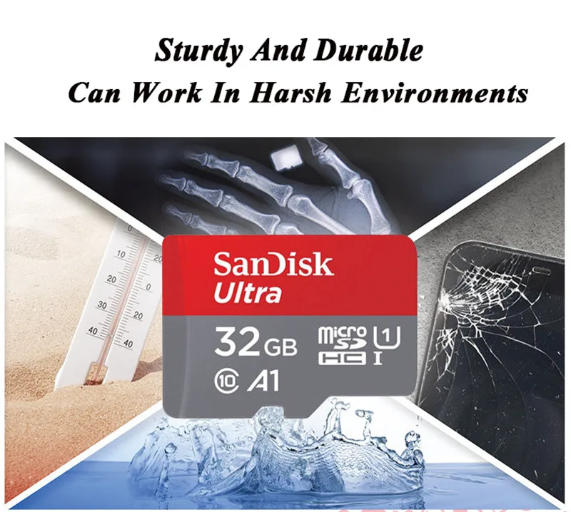 Карта памяти SanDisk Ultra A1, 128 ГБ, 64 ГБ, 32 ГБ, 16 ГБ, Micro SD карта SDHC/SDXC, Microsd, чтение до 100 МБ/с./с, класс 10, TF карты для мобильных телефонов