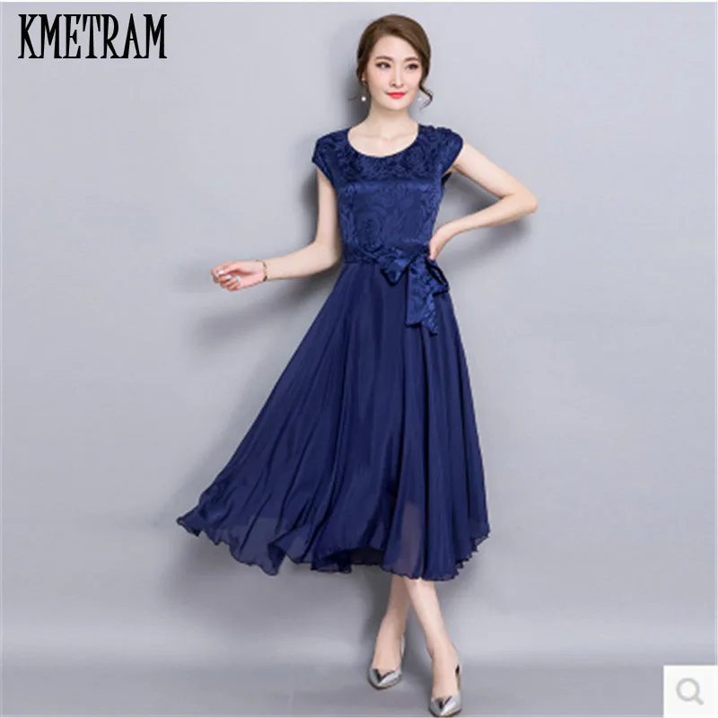 

Summer Dress Female 2019 Elegant Chiffon Silk Party Dresses for women Red Robe Femme Plus Size Womens Vestidos Mujer YJZ117