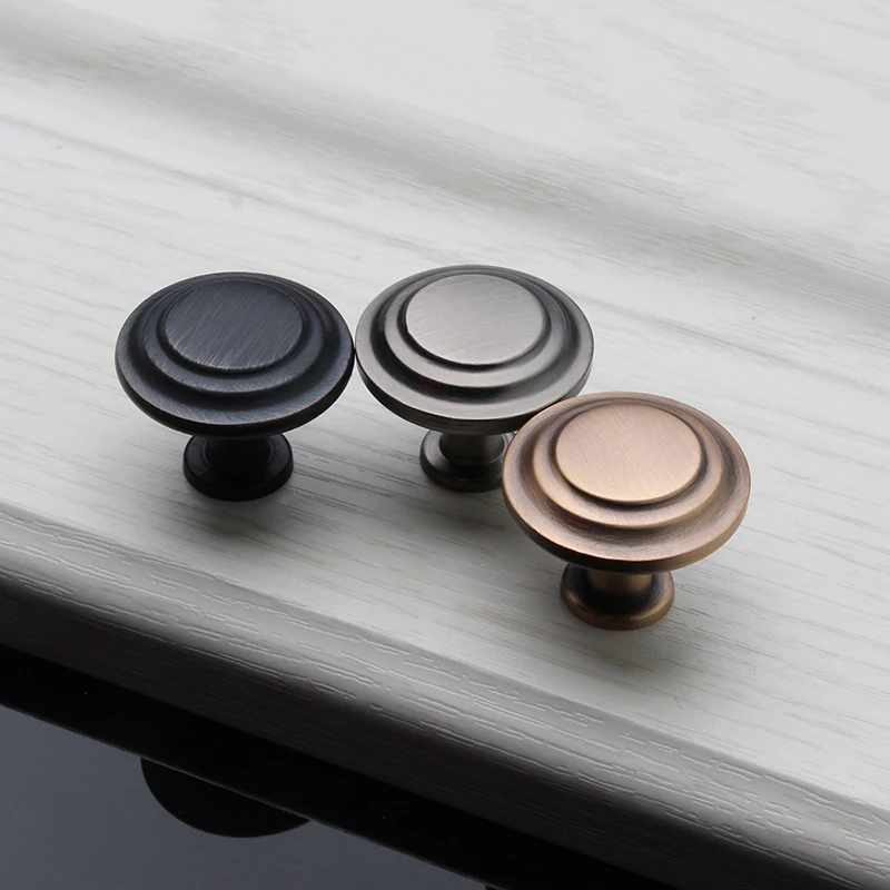 

High Quality 3 Colors Vintage Simple Zinc Alloy Round Cabinet Pull Knobs Handles Drawer Cupboard Wardrobe Furniture Door Handle