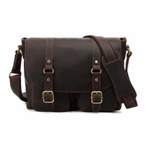 Men Bags Genuine Leather Bag Vintage Business Bag crazy horse leather Briefcase Handbag Shoulder Messenger Travel Bags LI-1191