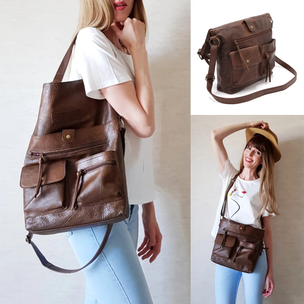 RoyaDong Vintage Big Bags For Women Shoulder Bag Female Bucket Totes