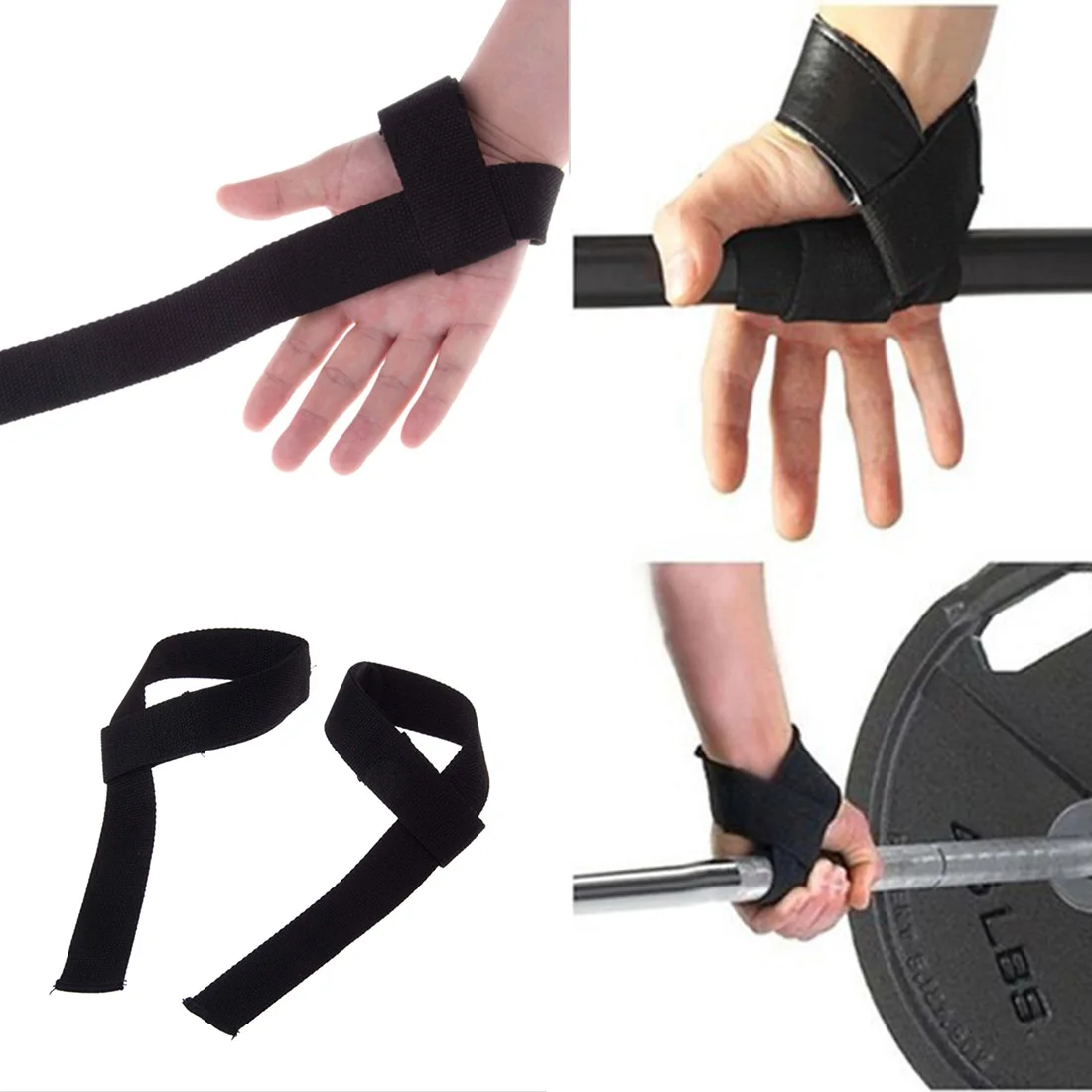 1Pair Weight Lifting Strap Hand Wrist Support Straps Brace Padded Gym