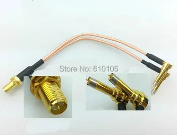

10pc RP-SMA Female to Dual IP9 MS156 Male Adapter Connector Cable RG316 15cm