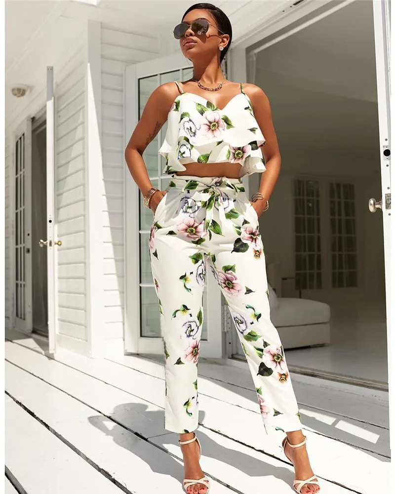 summer floral print pants set-1