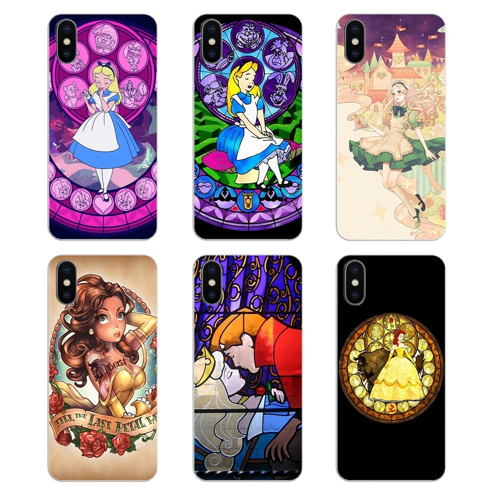 For Sony Xperia Z Z1 Z2 Z3 Z5 compact M2 M4 M5 E3 T3 XA Aqua LG G4 G5 G3 G2 Mini Silicone Case Alice Stained Glass princess rose |