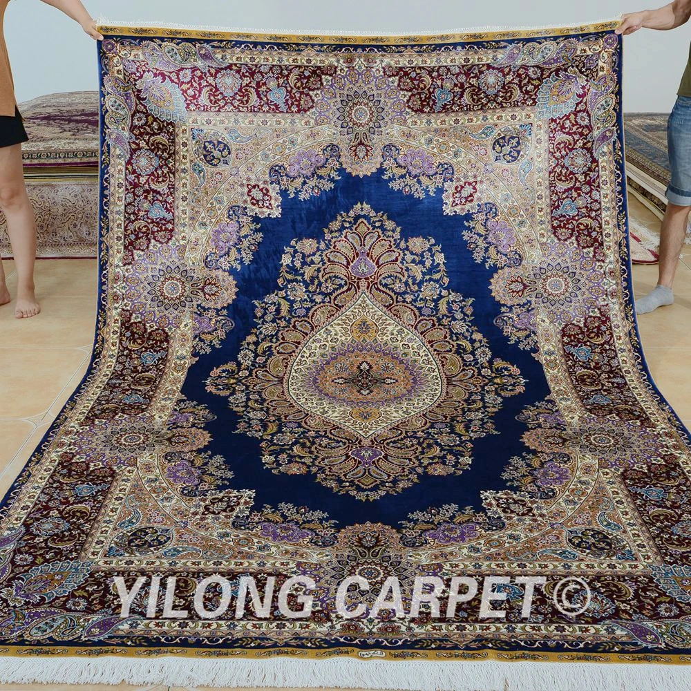 Yilong 6 'x 9' ручной вязки Кашмир преимущество ковер синий персидский коврик nanyang