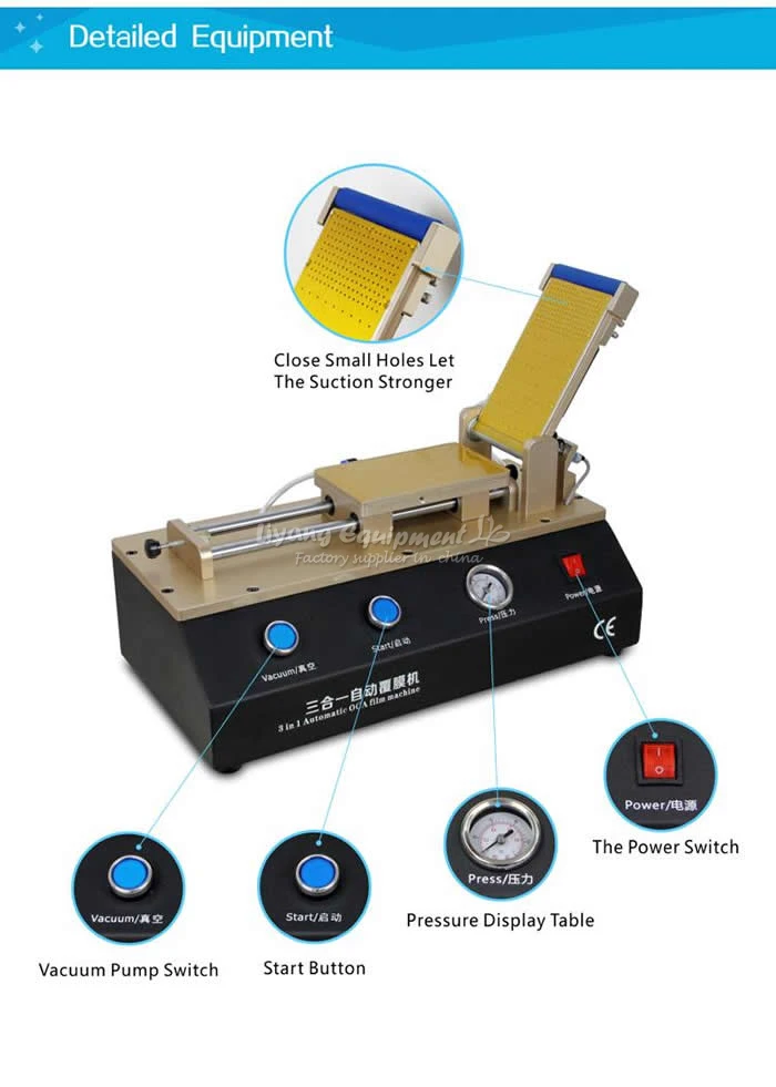 3in1 Встроенный вакуумный насос LY-973 Универсальный ОСА фильм ламинатор ремонт оборудования для мобильного телефона ремонт