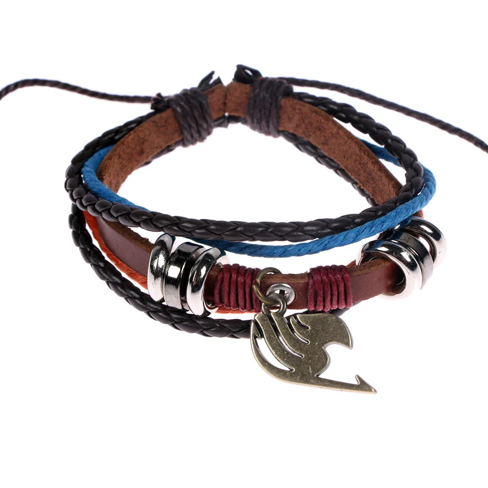

Anime Cosplay Fairy Tail Sign Synthetic Leather Bracelet Muti-Layer pendant Bangel Cuff Unisex 1PC