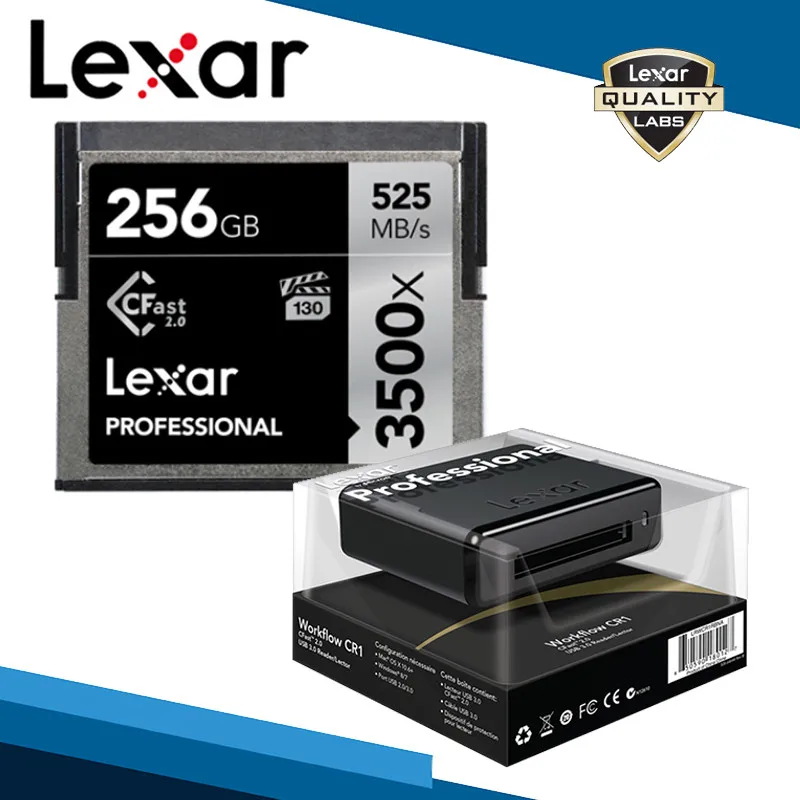 Lexar Cfast 2,0 карта 3500X525 M/s карта памяти 512 ГБ 256 ГБ 128 Гб 64 Гб C высокоскоростная профессиональная камера для хранения дрона - Емкость: 256G Card and Reader