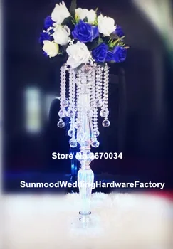 

acrylic crystal metal trumpet vase for wedding decoration