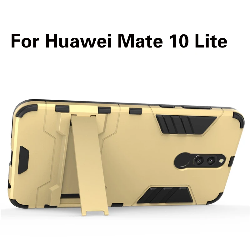 

Soft Silicon + PC Hard Armor Iron Man Fitted Case For Huawei Mate 10 Lite ( Nova 2i ) Honor 9i Anti-knock Back Cover With Stand