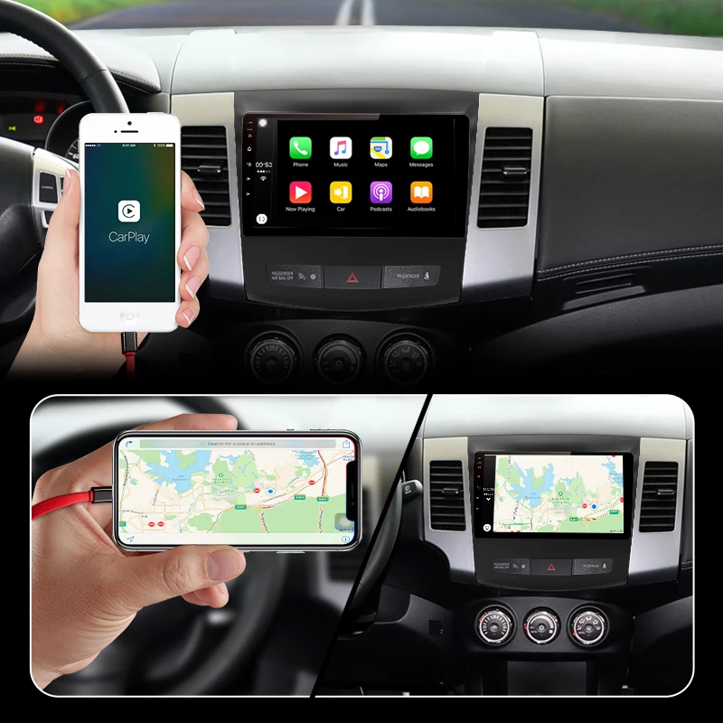 Best AWESAFE 2Din Headunit Android 8.1 4+64G CarPlay Radio Cassette Audio Multimedia Player For Mitsubishi Outlander xl 2 2005-2011 3