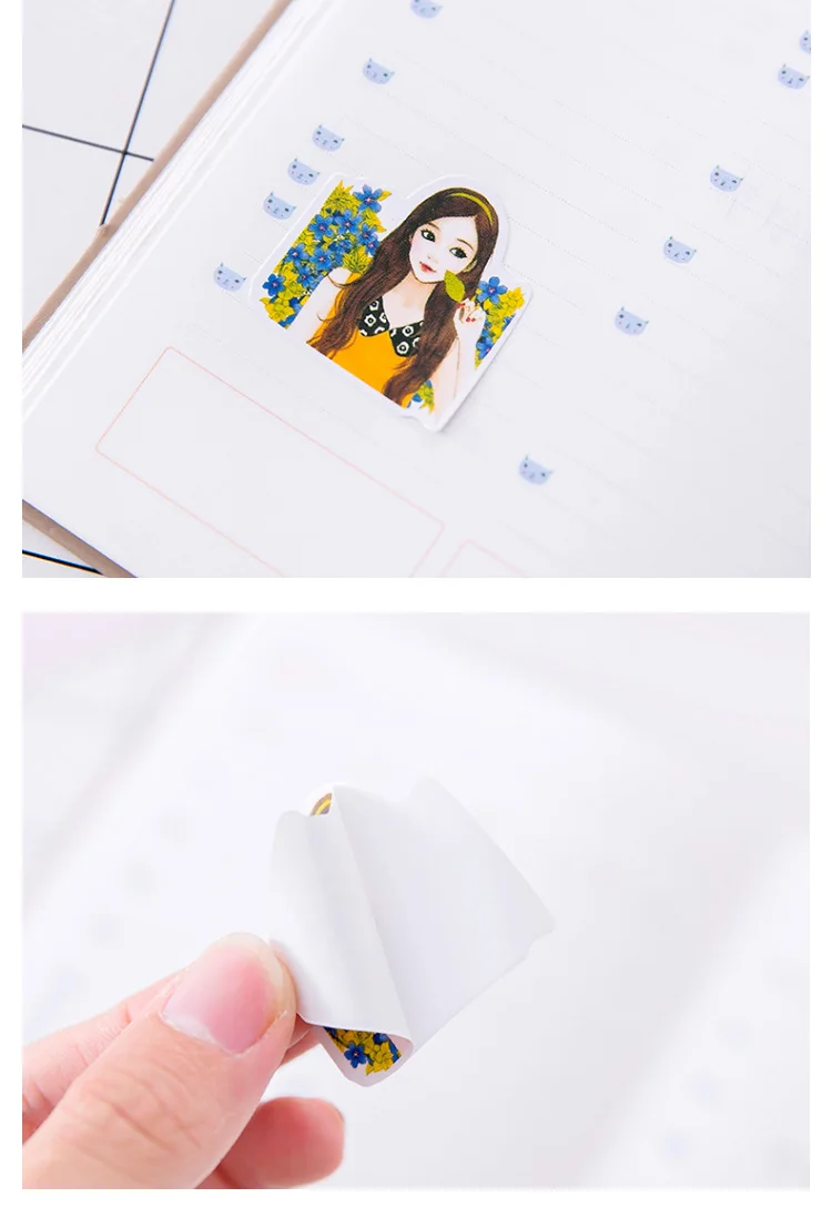 1 пакет, милые Мультяшные декоративные наклейки в Корейском стиле, клейкие наклейки, скрапбукинг, сделай сам, декоративные наклейки для дневника