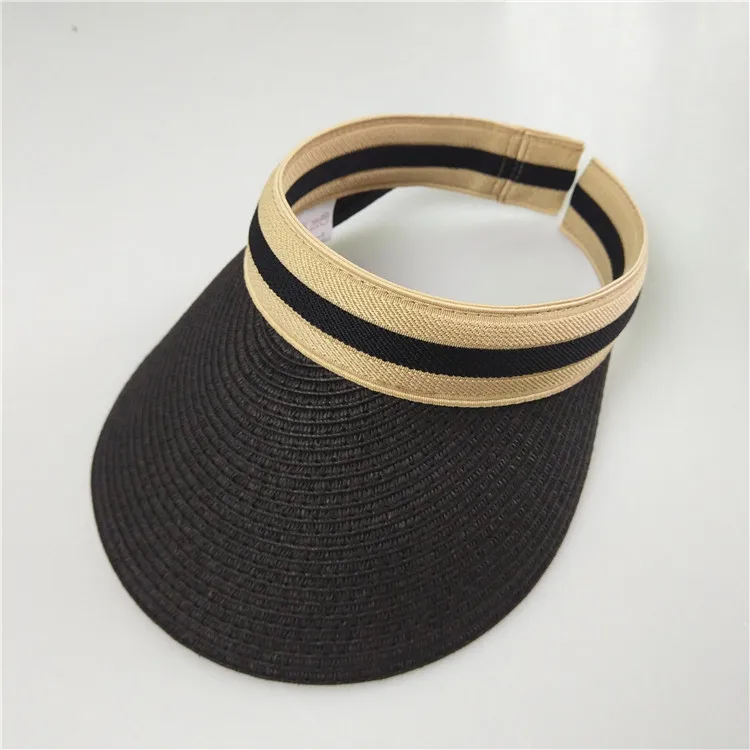 LongBaiLi Летние повседневные Простые плетение из хлопчатобумажного материала желтый козырек шапки для женщин женские солнцезащитные пляжные шляпы SDDS085 - Цвет: black