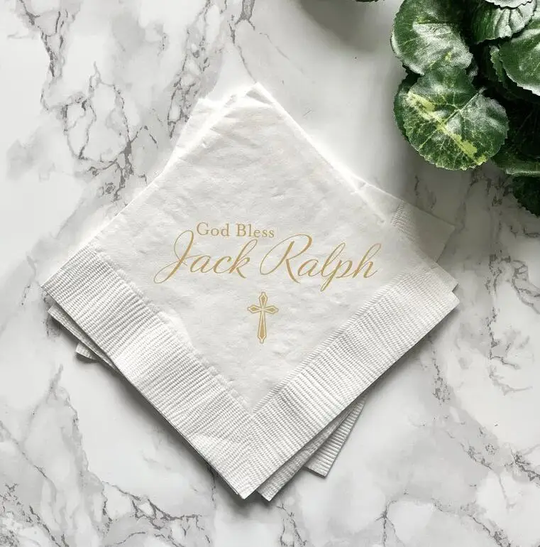 

Personalized any text God Bless Christening/Baptism Napkins First Holy Communion -Holy Communion Napkins - Religious Napkin