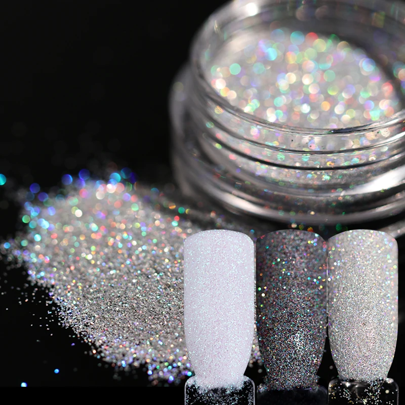 3 Boxes Holographic Gradient Nail Glitter Powder Shining Sugar Glitter