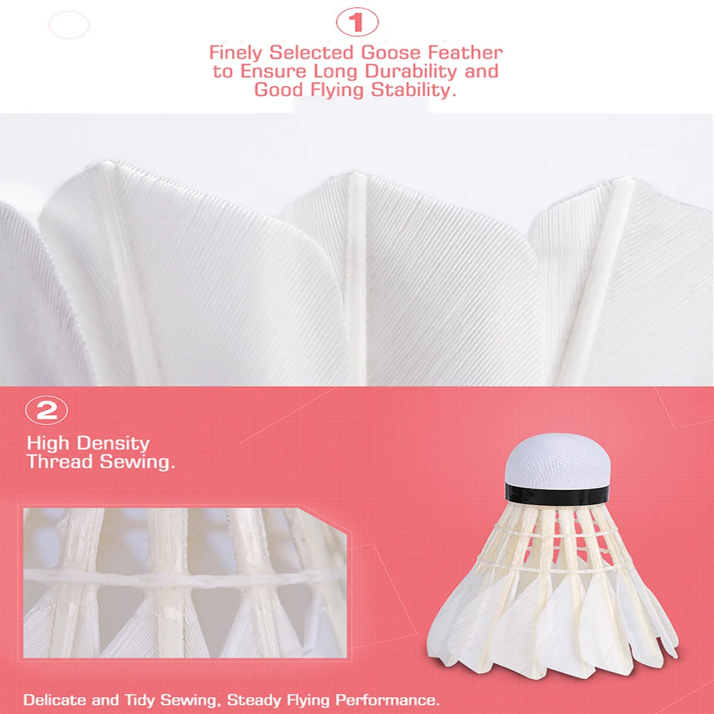 12 unids/pack blanco pluma de ganso Badminton Shuttlecock bola bádminton Accesorios