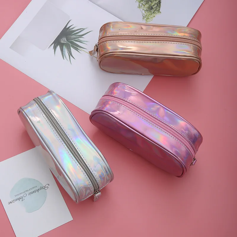 

Mini Laser School Pencil Case Cute Square Large Penal Pencilcase for Girls Multi Cosmetic Pen Bag Stationery Pouch Box Supplies