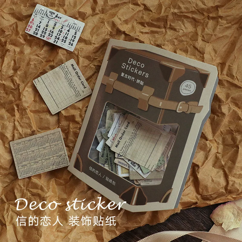 

45pcs/pack Property People Collage The Study Vintage Stamp Stickers Flakes For Diary Decoration DIY Scrapbooking Stationery