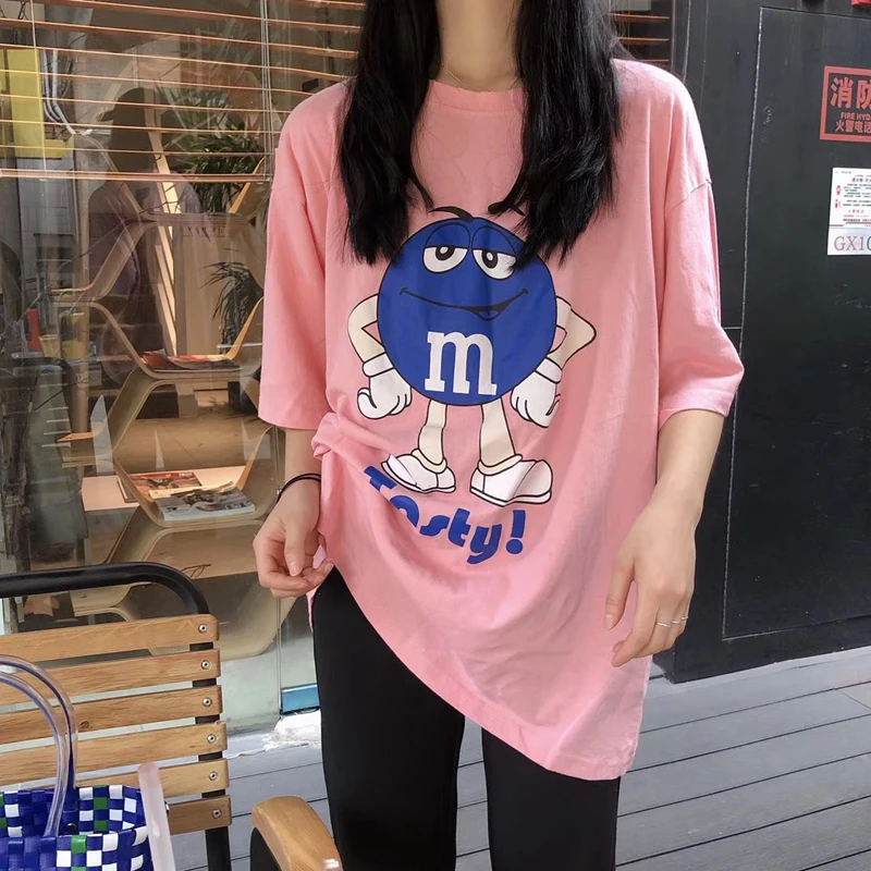 

Women Short Sleeve T Shirt Cute Gorilla Mouse Cartoon 100% Cotton Female Oversize tshirt Loose Harajuku streetwear tee Tops