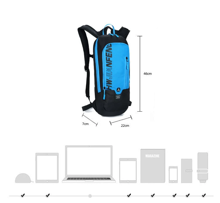 HU WAI JIAN FENG 8L водонепроницаемый велосипедный рюкзак, мужская женская сумка для воды для горного велосипеда, нейлоновый рюкзак для велоспорта, туризма, кемпинга, гидратации