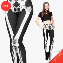 FCCEXIO новый бренд 3D печатных ретро кости черный скелет пикантные для женщин Повседневное панк рок Леггинсы Высокая талия брюки для фитнеса
