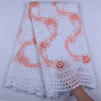 

Nigerian French Net Lace Fabric Embroidered African Lace Fabric High Quality Cotton Mesh Lace Milk Silk Fabric 5 Yards A1657
