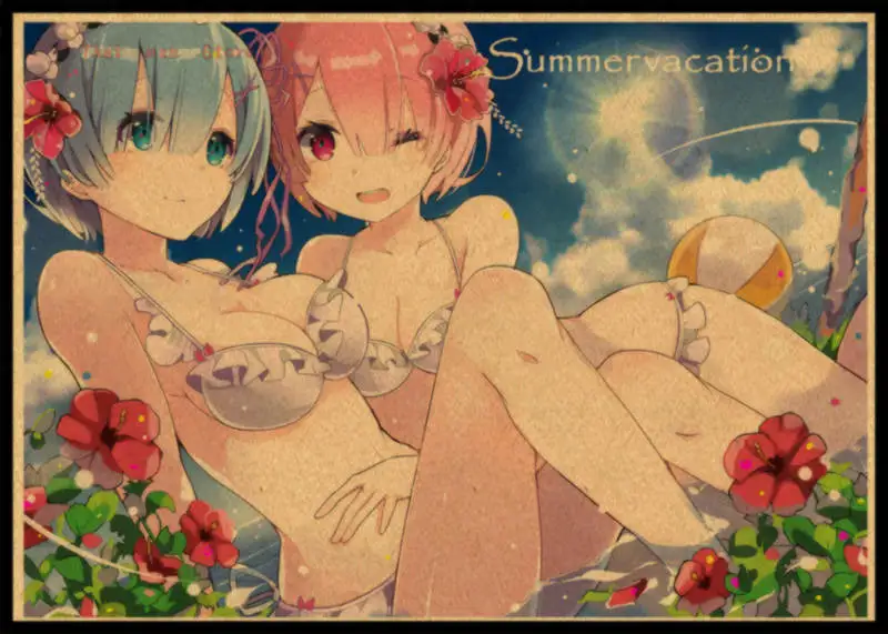 Re:Life in a different world from zero плакат из крафт бумаги Наклейка на стену японское аниме Rem