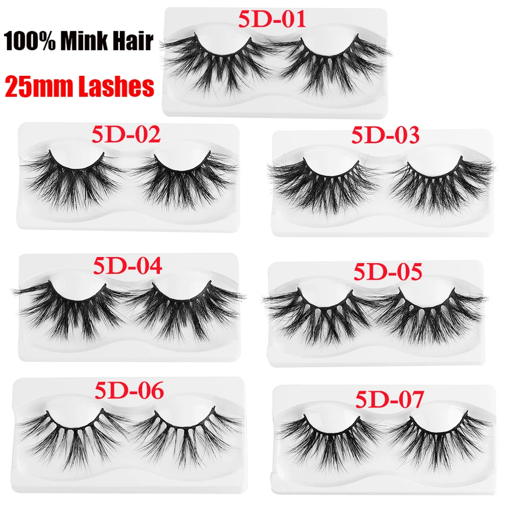 

1 Pair 100% Mink Eyelashes False Eyelashes Crisscross Volume Fluffy Fake lashes 25mm 5D Soft Mink Lashes Eye Extension Eyelash