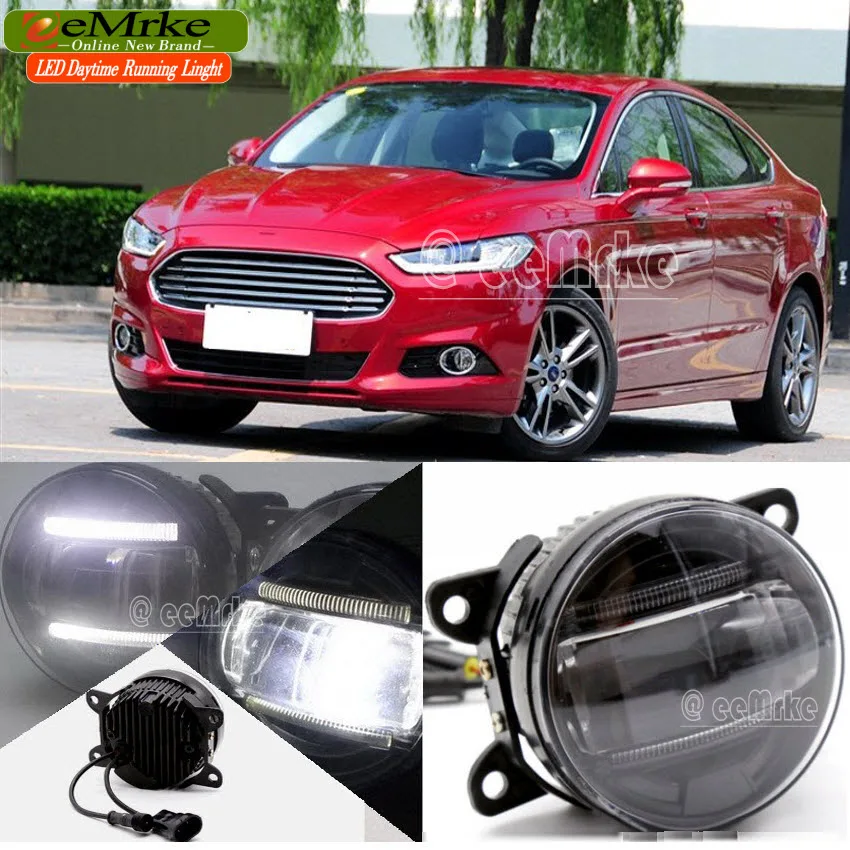

eeMrke Car Styling Led DRL For Ford Mondeo Fusion 2 in 1 LED Fog Lights Lamp With Q5 Lens Daytime Running Lights