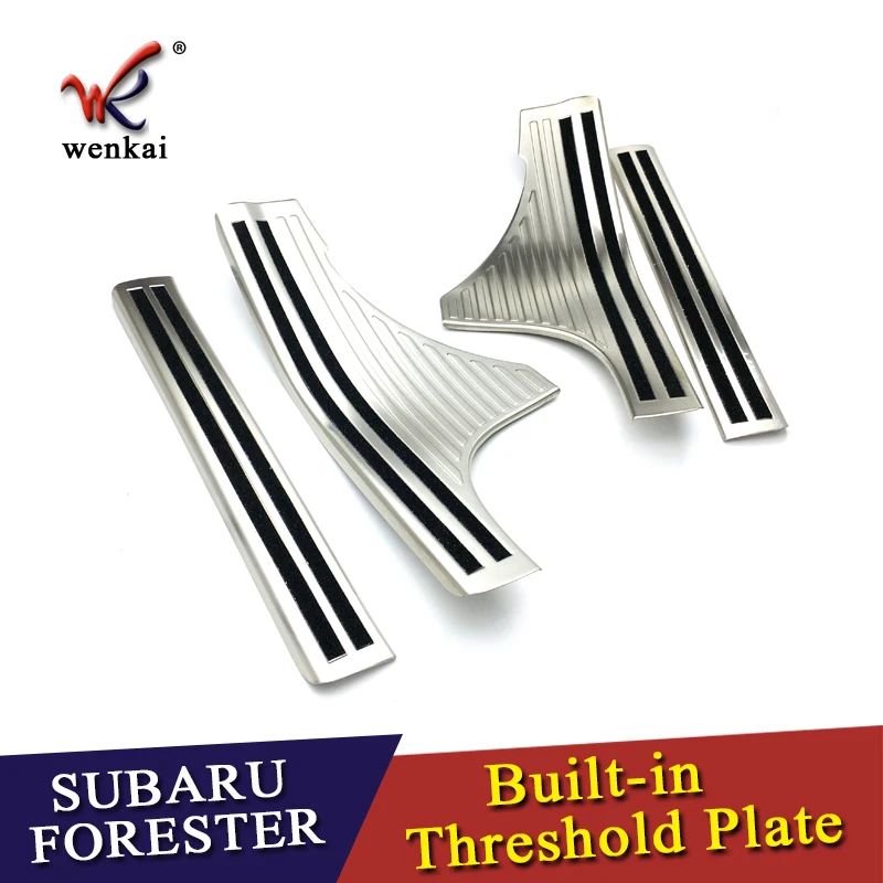 

Car Stainless Steel Pedal Door Sill Scuff Plate Cover Inner Built-in Threshold Part 4pcs For Subaru Forester SK 2018 2019