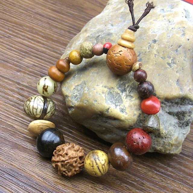 Vintage Natural 18 Bodhi Seed Bracelet Bangles Buddha Charm Bracelet