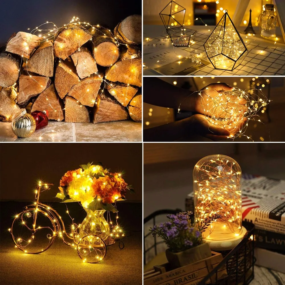 5 Kohree 2pcs 6m60leds LED String Lights Copper Wire Light with Remote Control, for Christmas Wedding Outdoor Holiday Decor